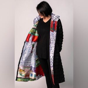 UbU Reversible Art Print Puffer Coat | Vintage Cityscape Jacket | M/L